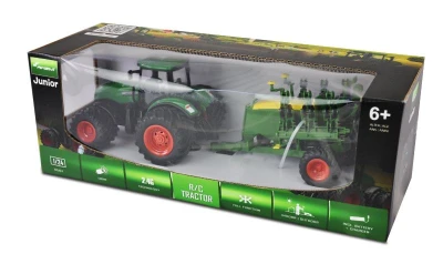 Amewi RC Traktor 2,4 Ghz se secím přívěsem, světla, zvuk 1:24
