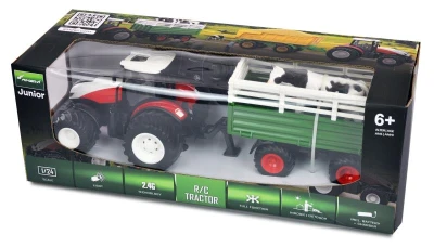 Amewi RC TRAKTOR 2,4 Ghz s vozem pro zvířata, světla, zvuk 1:24 RTR