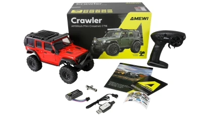 Amewi AMXRock Crosstrail červený 4WD 1:16 RTR LED rampa RC crawler