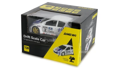 Amewi PR28 Peugeot 206 bílé s gyroskopem 4x4 1:28 RTR driftovací RC auto