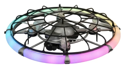 AMEWI Trade e.K. Dron M18 s kamerou a LED osvětleným ochranným kruhem RTF Brushless, gesta, FPV