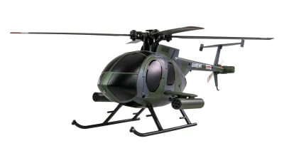 AMEWI Trade e.K. Hughes MD500 vojenský RC vrtulník, 4 kanálový s gyroskopem 6G, RTF, šedý