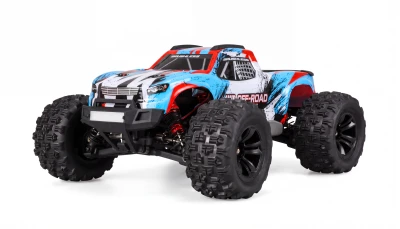 Amewi Hyper Go Monster Truck V2 modro-červený 4WD 1:16 RTR model se střídavým motorem, LED osvětlením a rychlostí 45 km/h