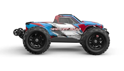 Amewi Hyper Go Monster Truck V2 modro-červený 4WD 1:16 RTR model se střídavým motorem, LED osvětlením a rychlostí 45 km/h
