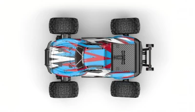 Amewi Hyper Go Monster Truck V2 modro-červený 4WD 1:16 RTR model se střídavým motorem, LED osvětlením a rychlostí 45 km/h