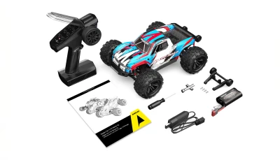 Amewi Hyper Go Monster Truck V2 modro-červený 4WD 1:16 RTR model se střídavým motorem, LED osvětlením a rychlostí 45 km/h