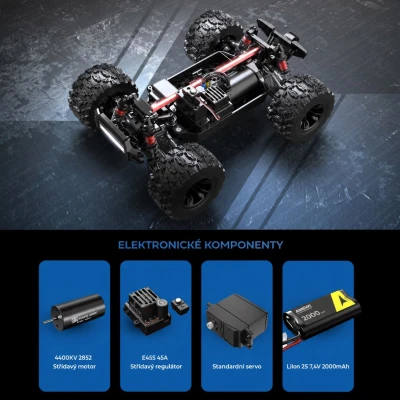 Amewi Hyper Go MTX14 střídavý motor 4x4 1:14 RTR LED rampa monster truck