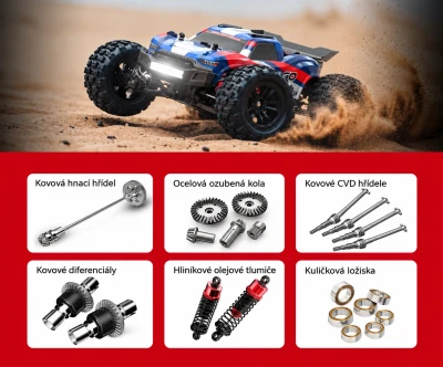 Amewi Hyper Go Truggy V2 modro-červený 45km/h 4WD 1:16 RTR LED