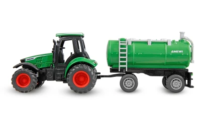 Amewi kovový RC traktor s cisternou 1:64 RTR zelený, 3 rychlostní stupně, LED světla