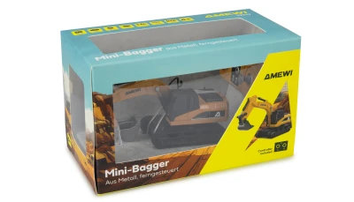 AMEWI Trade e.K. Mini kovový RC bagr, 8 kanálů, měřítko 1:64, RTR