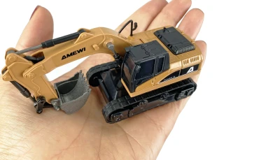 AMEWI Trade e.K. Mini kovový RC bagr, 8 kanálů, měřítko 1:64, RTR