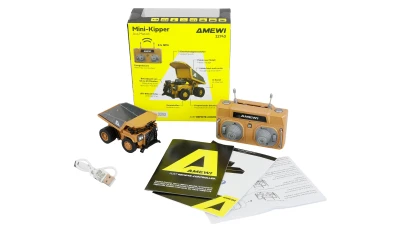 AMEWI Trade e.K. Mini kovový sklápěcí RC dumper, proporcionální, 8 kanálů, 1:64 RTR