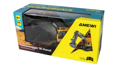 Amewi RC pásové rypadlo s kovovou lžící, žluté, 16 kanálů, 1:18, RTR