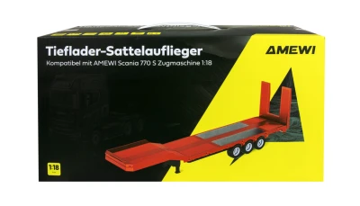 Amewi červený třínápravový podvalníkový návěs pro modely Scania 1:18