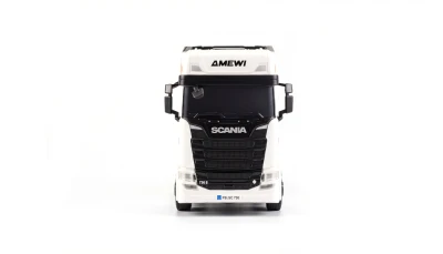 Amewi Scania 730 S bílý driftovací RC kamion s návěsem, GYRO, 4x4, 1:64, RTR