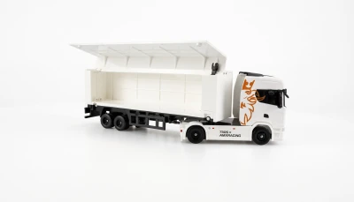 Amewi Scania 730 S bílý driftovací RC kamion s návěsem, GYRO, 4x4, 1:64, RTR