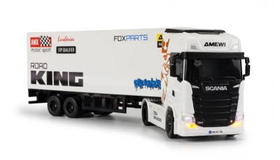 Amewi Scania 730 S bílý driftovací RC kamion s návěsem, GYRO, 4x4, 1:64, RTR