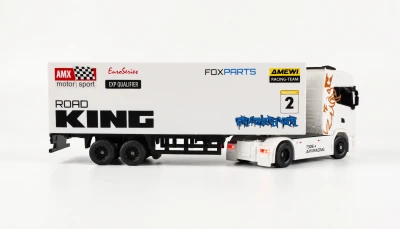Amewi Scania 730 S bílý driftovací RC kamion s návěsem, GYRO, 4x4, 1:64, RTR