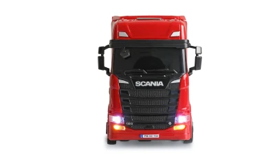 Amewi Scania 730 S červené RC licencované driftovací nákladní auto s návěsem, GYRO, proporcionální pohon 4x4, 1:64 RTR