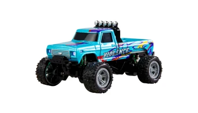 AMEWI Trade e.K. RC Monster Truck kovový 1:64 RTR LED Tempomat 2,4GHz modrý