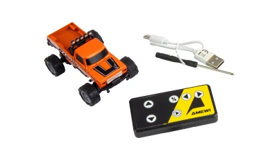 Amewi RC Monster Truck kovový oranžový 1:64 RTR LED Tempomat 2,4GHz