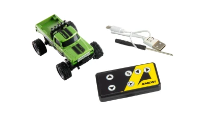 Amewi RC Monster Truck kovový 1:64 RTR LED Tempomat 2,4GHz zelený