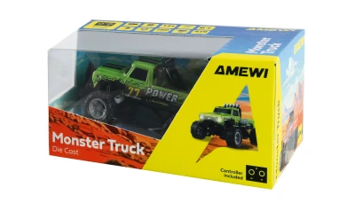 Amewi RC Monster Truck kovový 1:64 RTR LED Tempomat 2,4GHz zelený