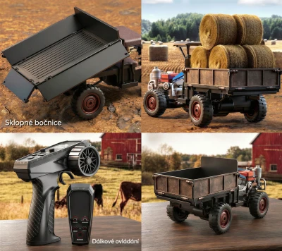 AMEWI Trade e.K. RC Retro traktor-Terra s kouřem a světlem 4WD proporcionální 1:12 RTR