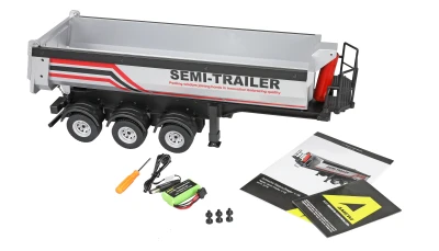 Amewi sklápěcí třínápravový návěs pro Scania 1:18 stříbrný s LED osvětlením