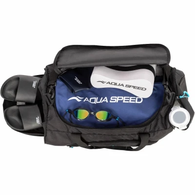 Aqua Speed SPORT DUFFLE BAG L 43L černo-tyrkysová cestovní taška