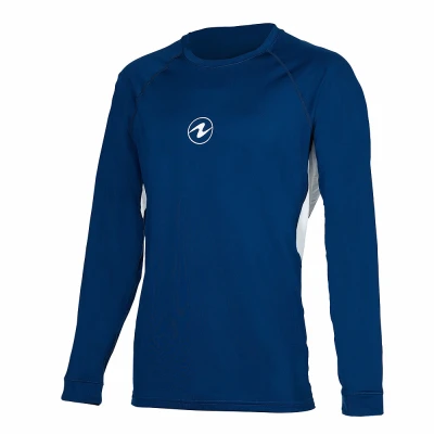 Aqualung Pánské lycrové triko Aqua Lung LOOSE FIT modrá/bílá dlouhý rukáv