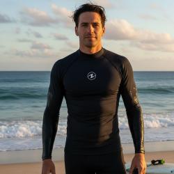 Aqualung Pánské lycrové triko Aqua Lung SLIM FIT černá, dlouhý rukáv