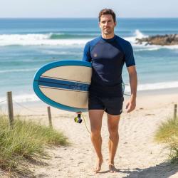 Aqualung Pánské lycrové triko SLIM FIT černá/modrá, krátký rukáv