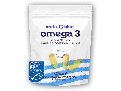 Arctic blue Omega 3 30 kapslí (550mg DHA, 275mg EPA Vitamin D 400IU) původ Aljaška