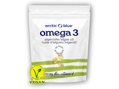 Arctic blue Vegan Omega 3 Algae 90 kapslí (250mg DHA Vitamin D 400IU) Arctic blue Vegan Omega 3 Algae 90 kapslí (250mg DHA Vitamin D 400IU)