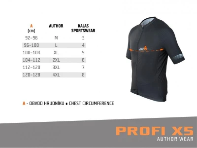 Author Profi X5 Stripes černý/stříbrný pánský cyklodres s krátkým rukávem
