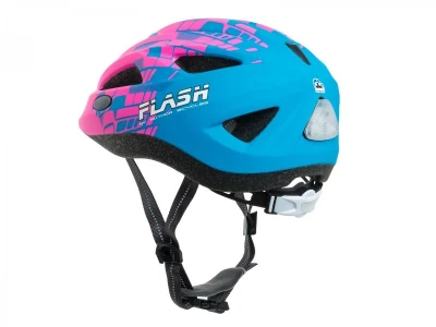 Author Flash LED Inmold X8 (162 růžová-neonová/modrá-matná) dětská cyklopřilba
