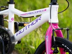 Author Record 16 2025 šedá/zelená dětské kolo + blikačky zdarma