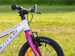 Author Record 16 2025 šedá/zelená dětské kolo + blikačky zdarma