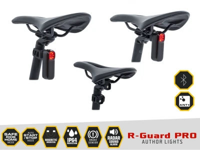 Author R-Guard PRO Alloy USB černá/červené-sklo 90 lm ANTBT zadní světlo