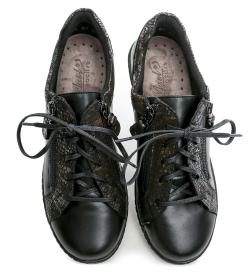 Axel AXCW198 čierne dámske poltopánky topánky na klinovej podrážke šírka H