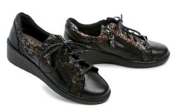 Axel AXCW198 čierne dámske poltopánky topánky na klinovej podrážke šírka H