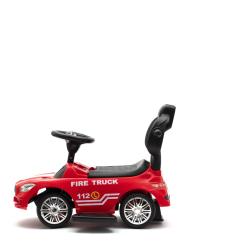 BABY MIX Dětské odrážedlo se zvukem a vodící tyčí HASIČI červené