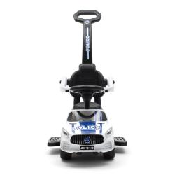 BABY MIX Dětské odrážedlo se zvukem a vodící tyčí POLICE bílé