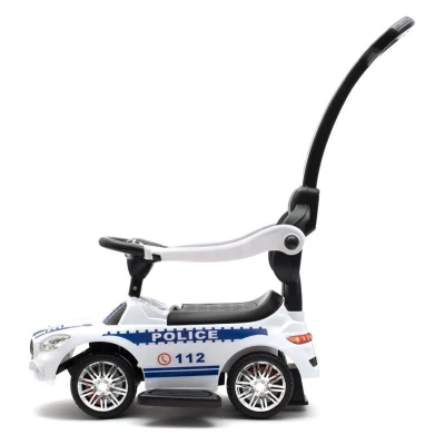 BABY MIX Dětské odrážedlo se zvukem a vodící tyčí POLICE bílé