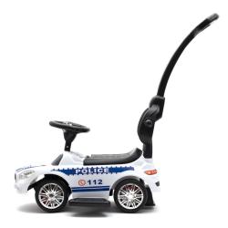 BABY MIX Dětské odrážedlo se zvukem a vodící tyčí POLICE bílé