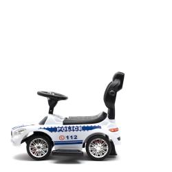 BABY MIX Dětské odrážedlo se zvukem a vodící tyčí POLICE bílé