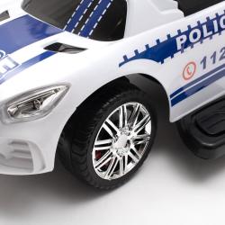 BABY MIX Dětské odrážedlo se zvukem a vodící tyčí POLICE bílé