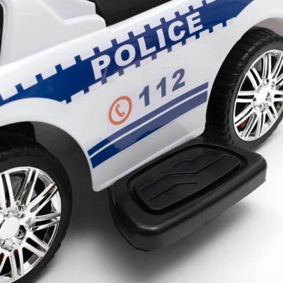 BABY MIX Dětské odrážedlo se zvukem a vodící tyčí POLICE bílé