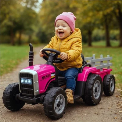 Baby Mix Elektrický traktor Erick s dálkovým ovladačem růžový